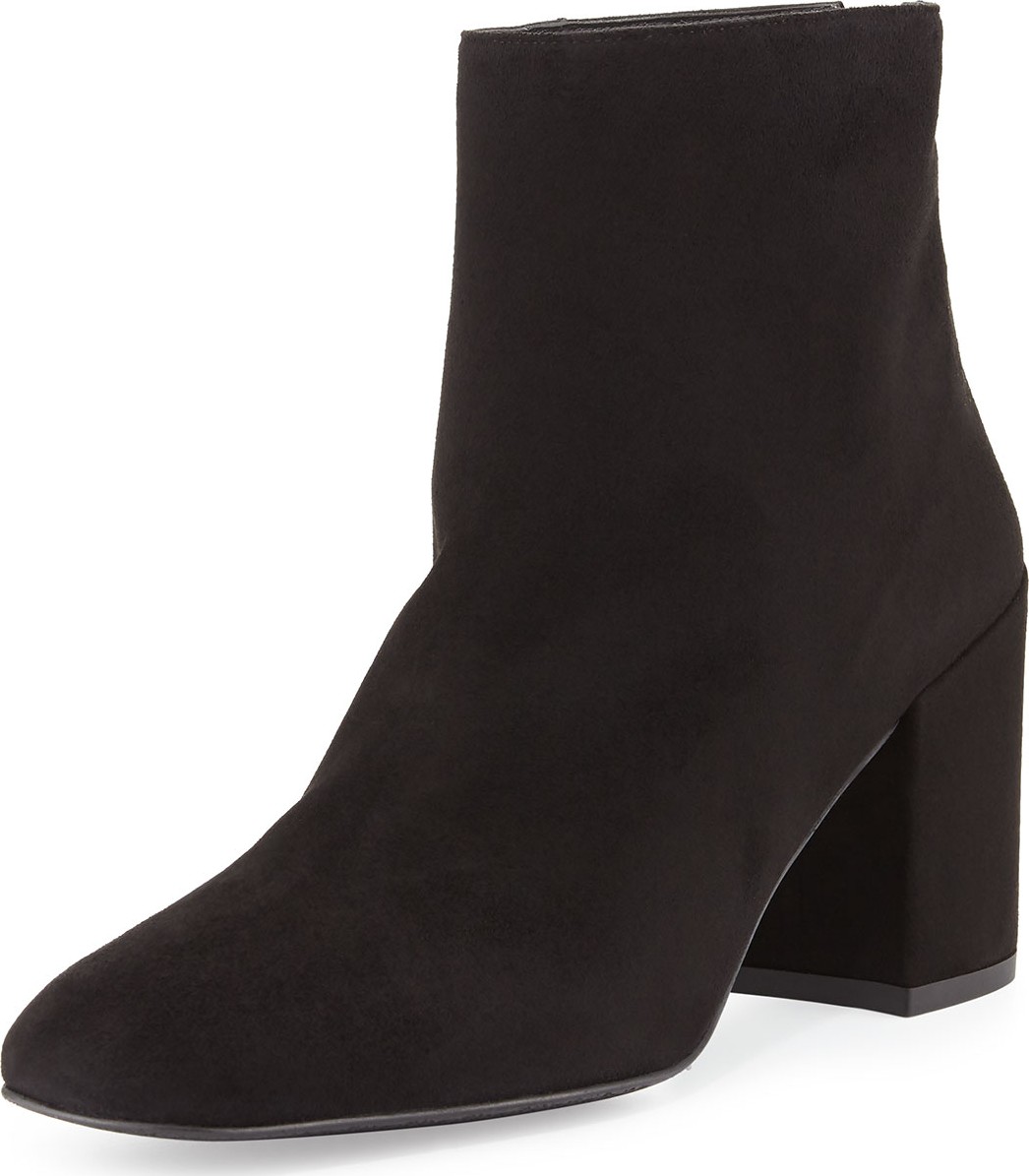 Stuart Weitzman Bacari Suede Chunky-Heel Booties, Mahogany