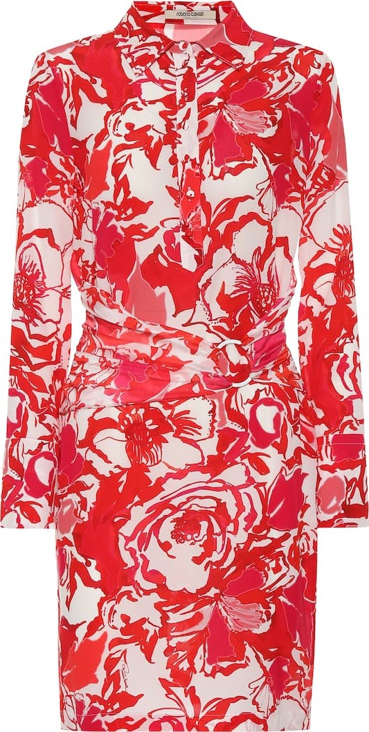 Roberto Cavalli Floral-printed silk minidress