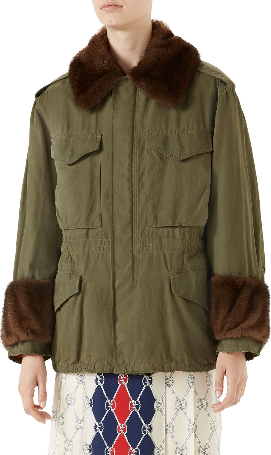 Gucci Cotton Parka with Mink Fur