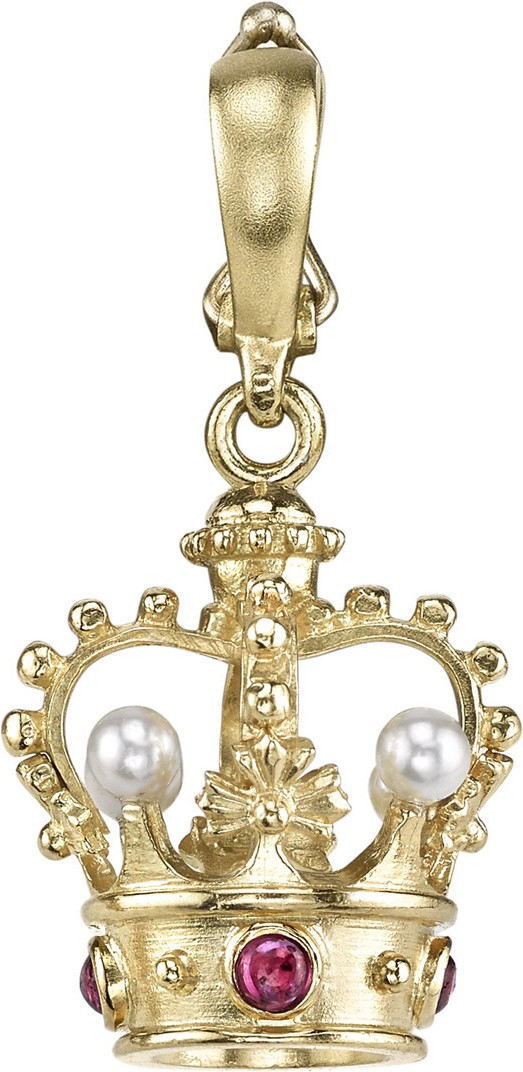 Cynthia Bach 18k Pearl & Ruby Crown Pendant