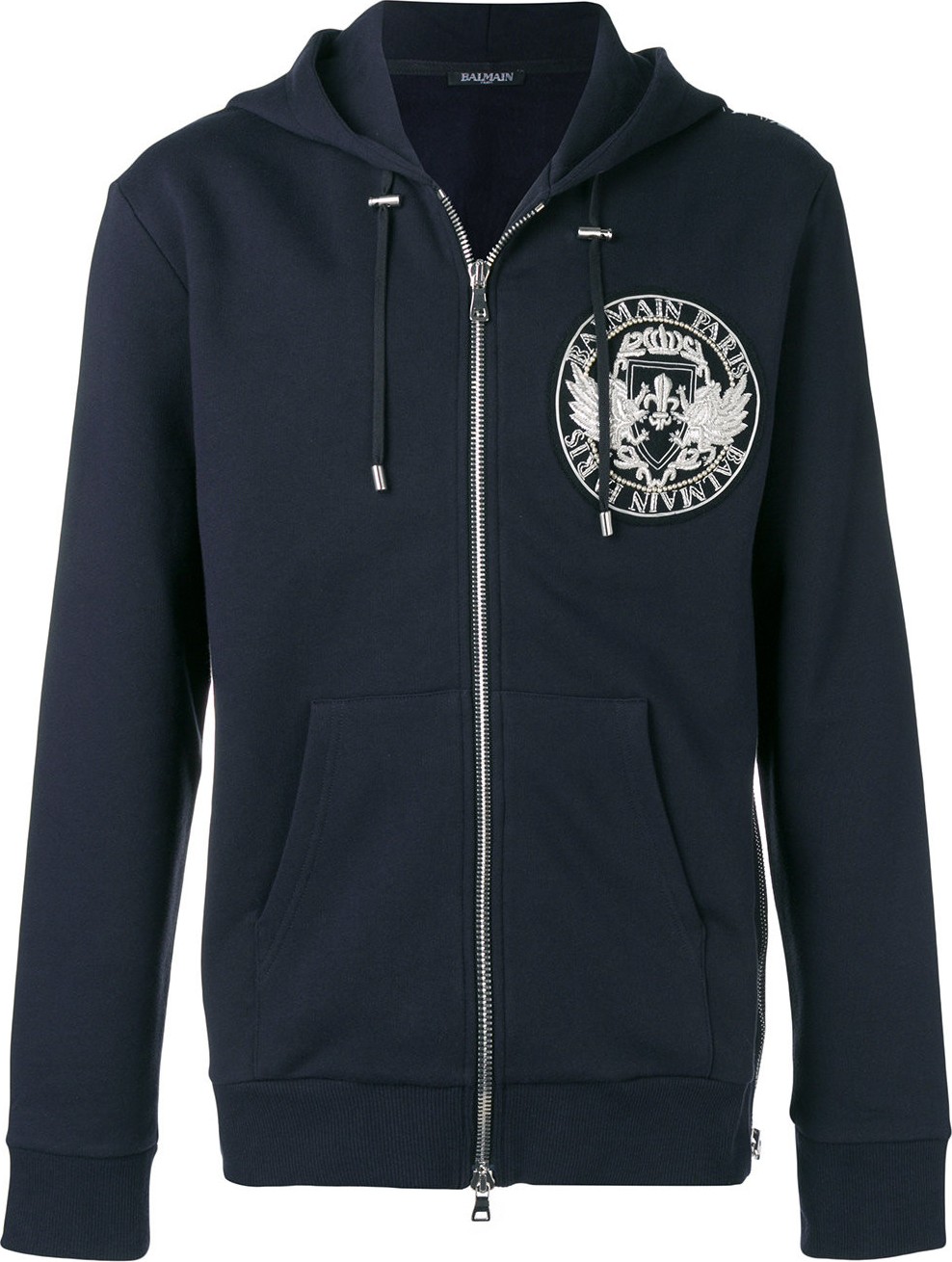 Balmain zipped print hoodie