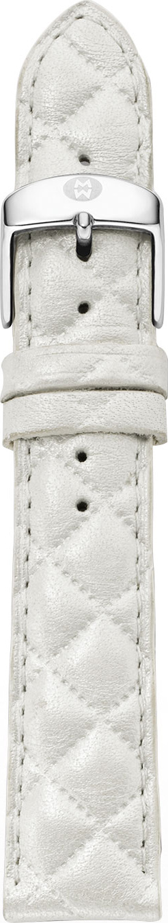 MICHELE 20mm Quilted Leather Watch Strap, White