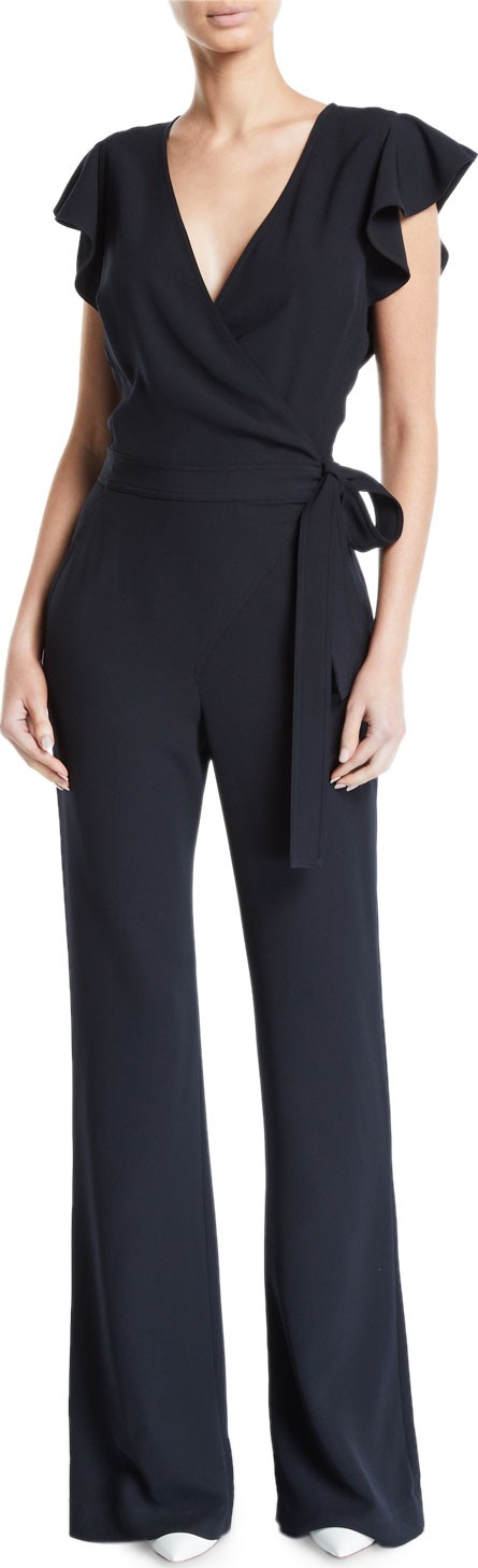 A.L.C. Wilder Flutter-Sleeve Wrap Jumpsuit