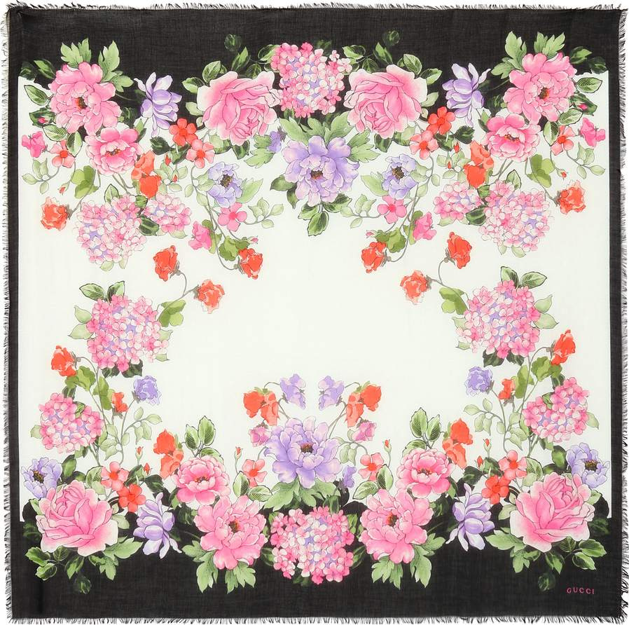 Gucci Floral silk-blend scarf