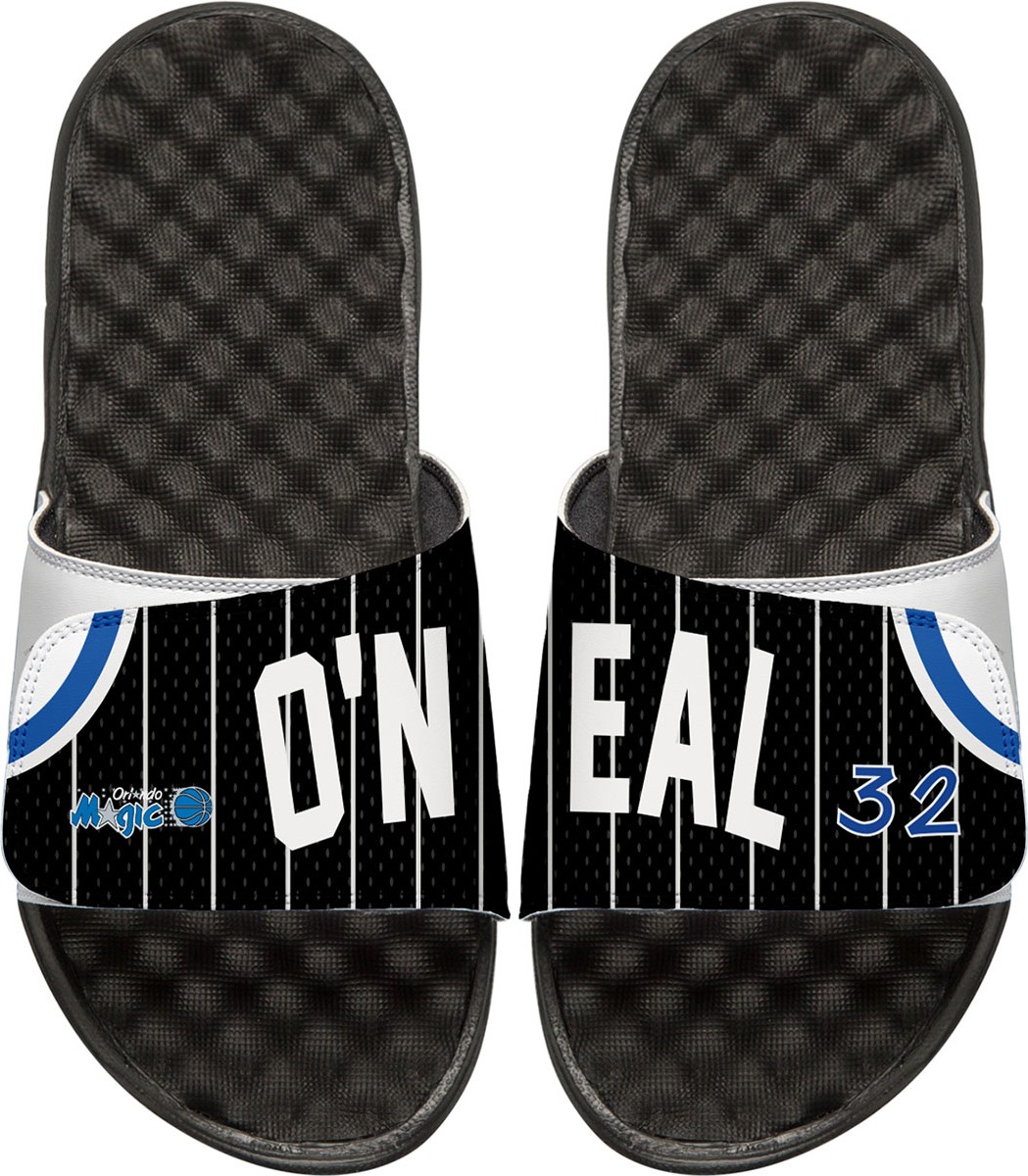 ISlide Men's NBA Retro Legends Shaquille O'Neal #32 Jersey Slide Sandals, White