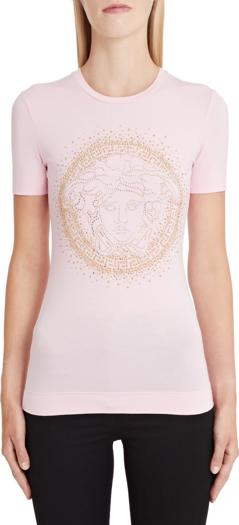 Versace First Line Embellished Medusa Logo Tee
