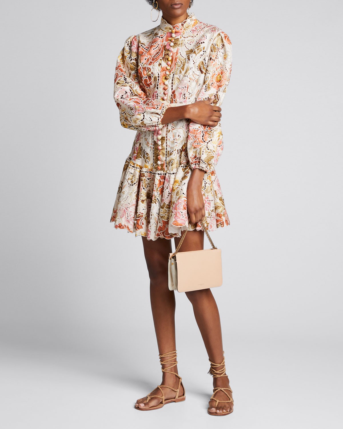 Zimmermann Bonita Embroidered Floral Short Dress