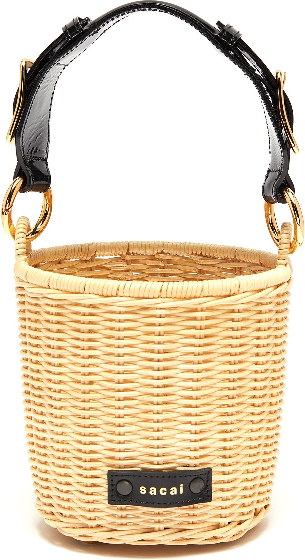 Sacai Micro rattan basket top handle bag