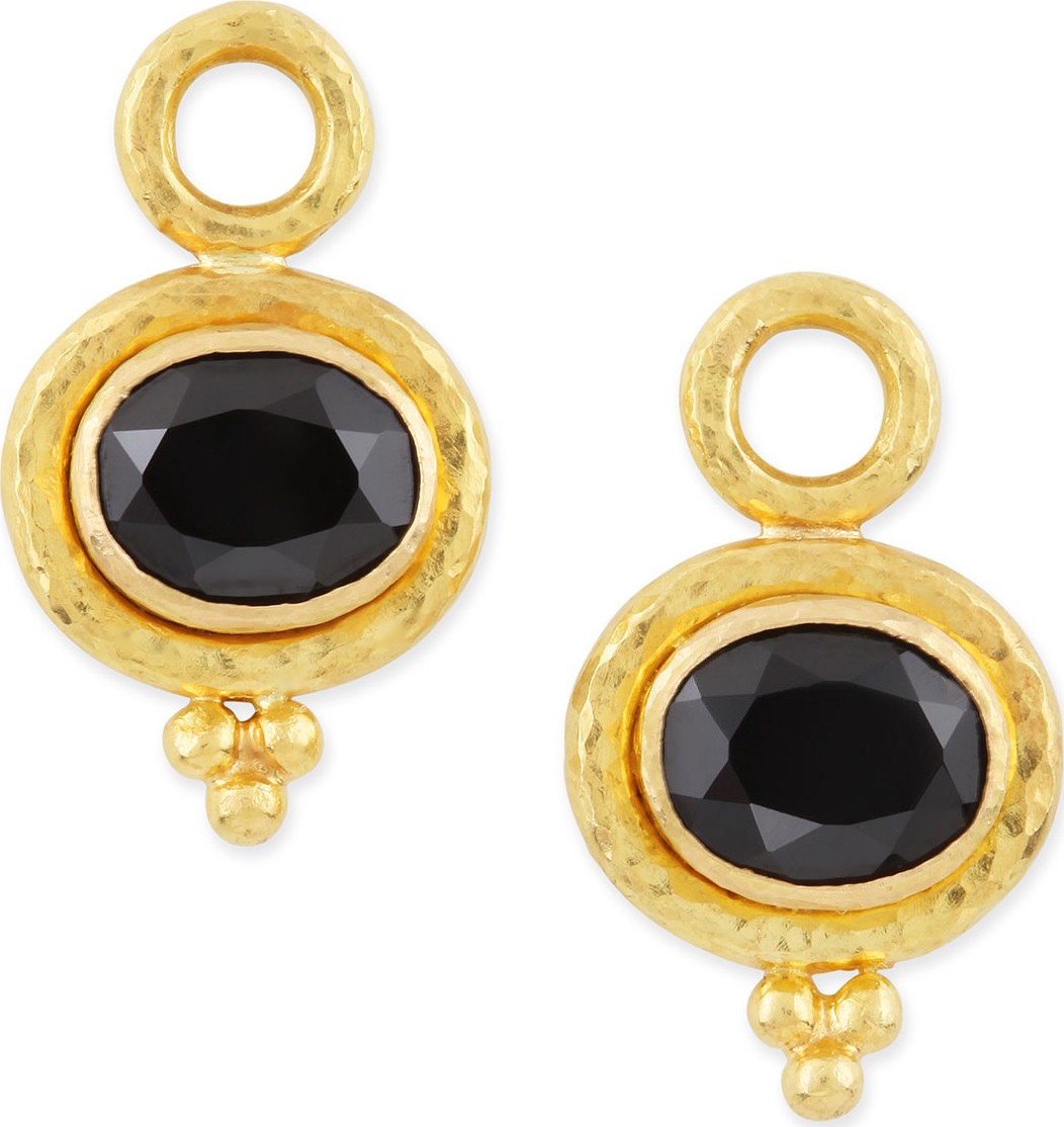Elizabeth Locke 19k Gold Black Spinel Earring Pendants