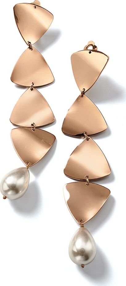 Rosantica Gelo Pearl & Crystal Clip-On Dangle Earrings