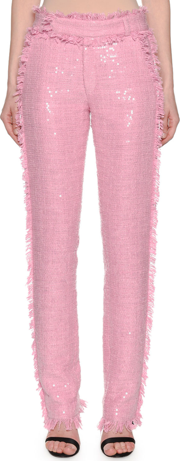 MSGM High Waister Sequin Tweed Trousers