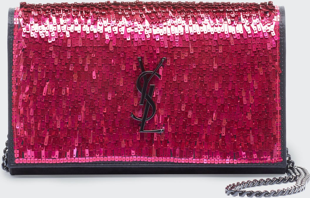 Saint Laurent Kate YSL Paillette Wallet On Chain