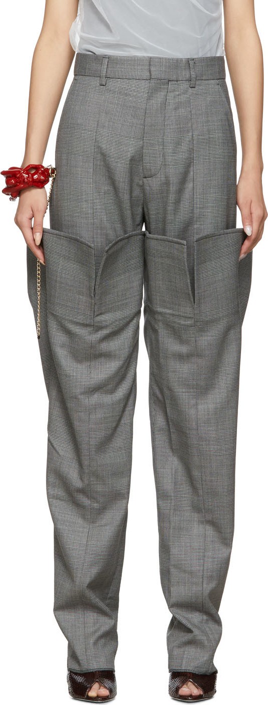 Y/Project Grey Check Double Leg Trousers