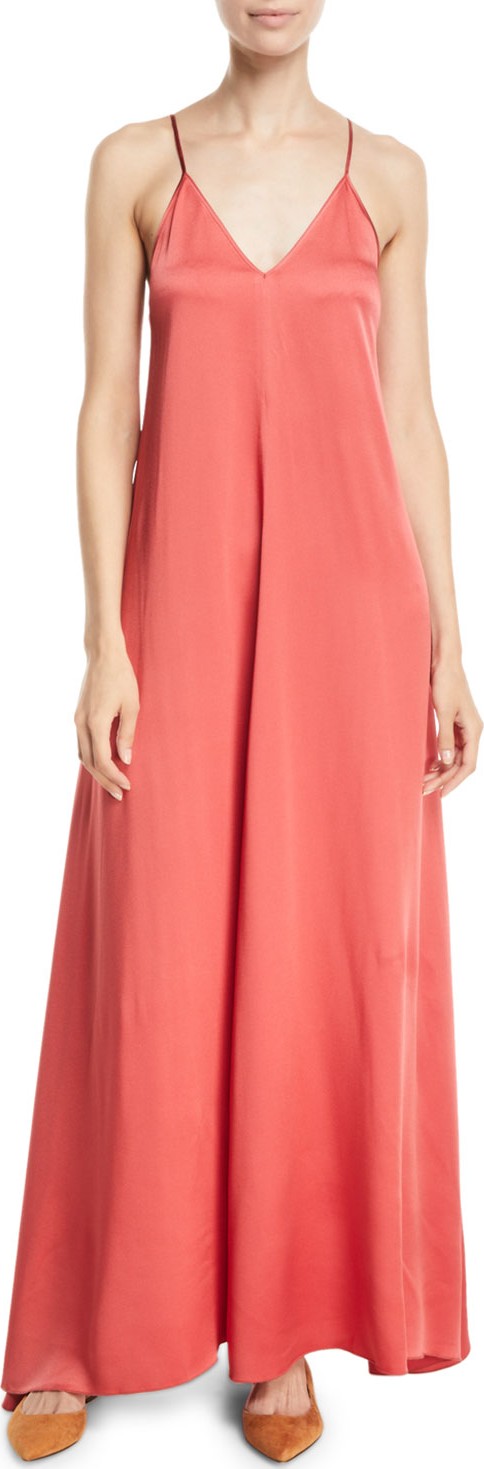 Forte Forte Satin Crepe Long V-Neck Slip Dress