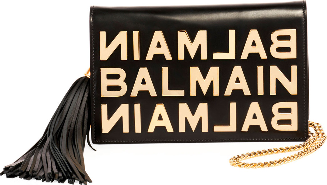 Balmain Logo Glace Cuir Pochette Clutch Bag
