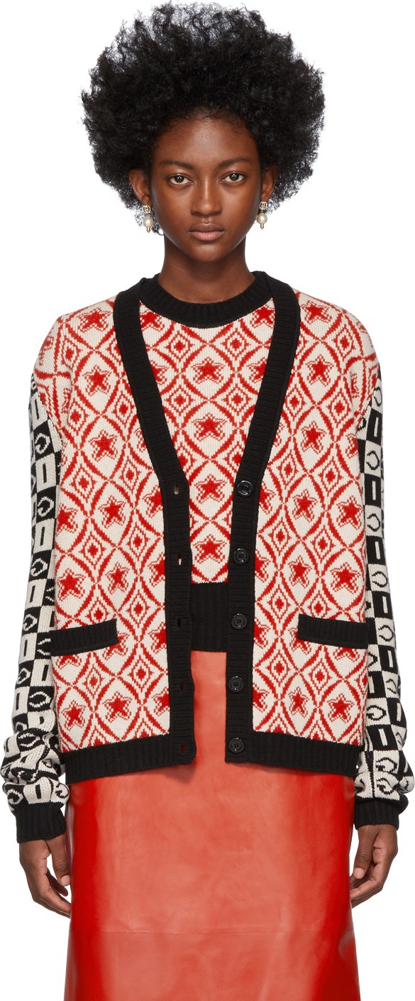 Gucci Black & Red Colourblocked G Cardigan