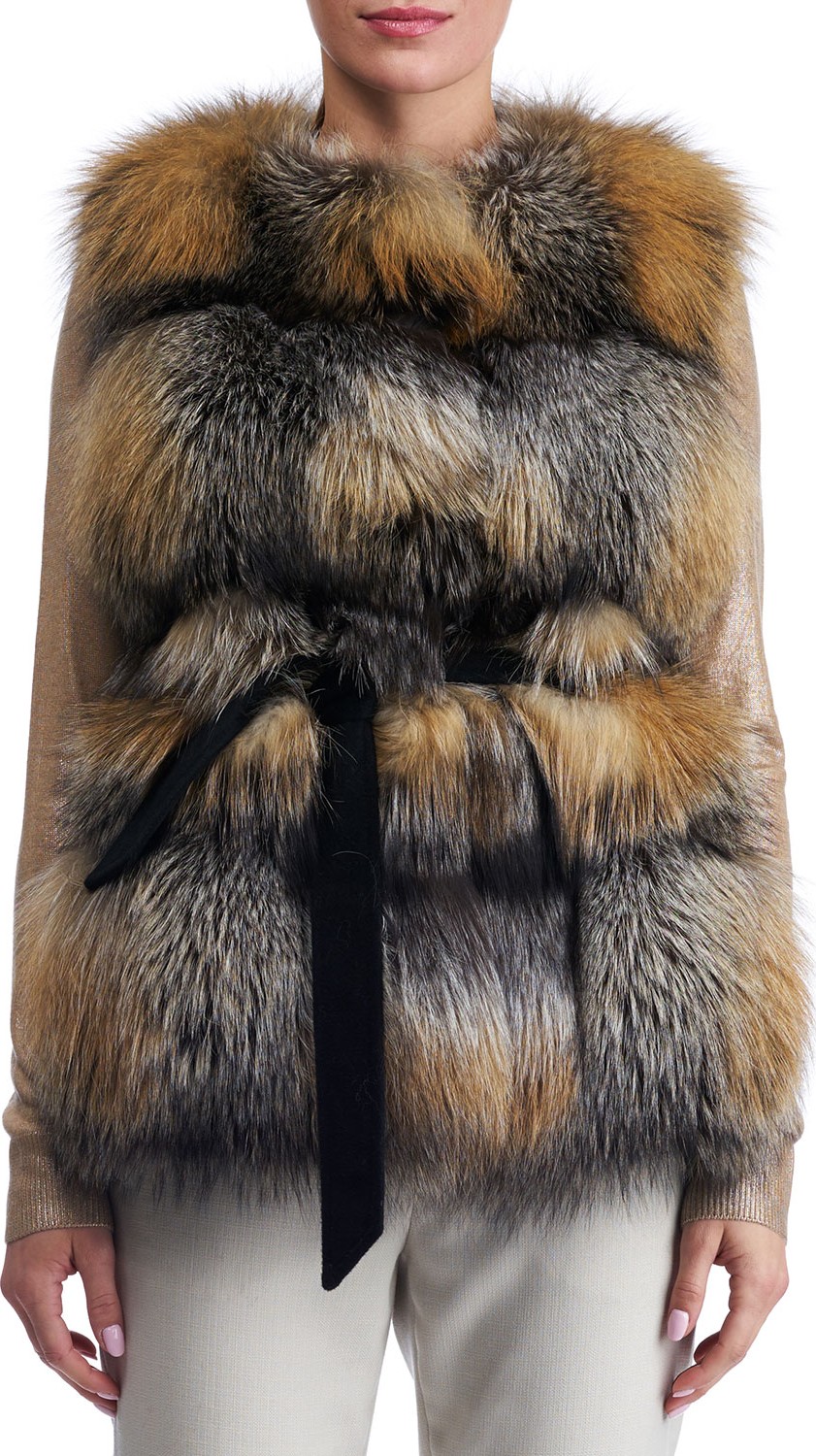 Gorski Belted Fox Fur Vest