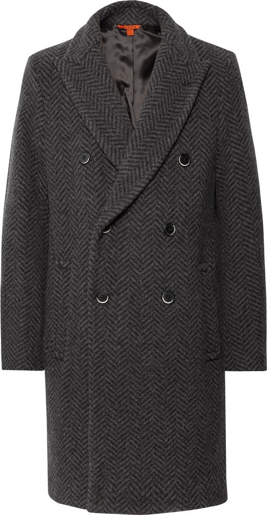 Barena Double-Breasted Herringbone Wool-Blend Coat