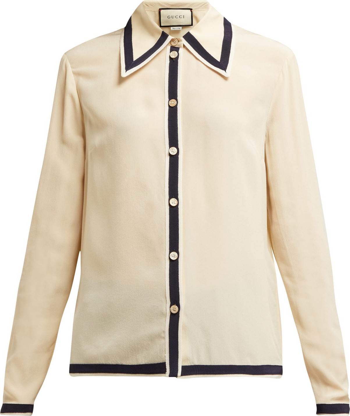 Gucci Grosgrain-trimmed silk crepe de Chine blouse