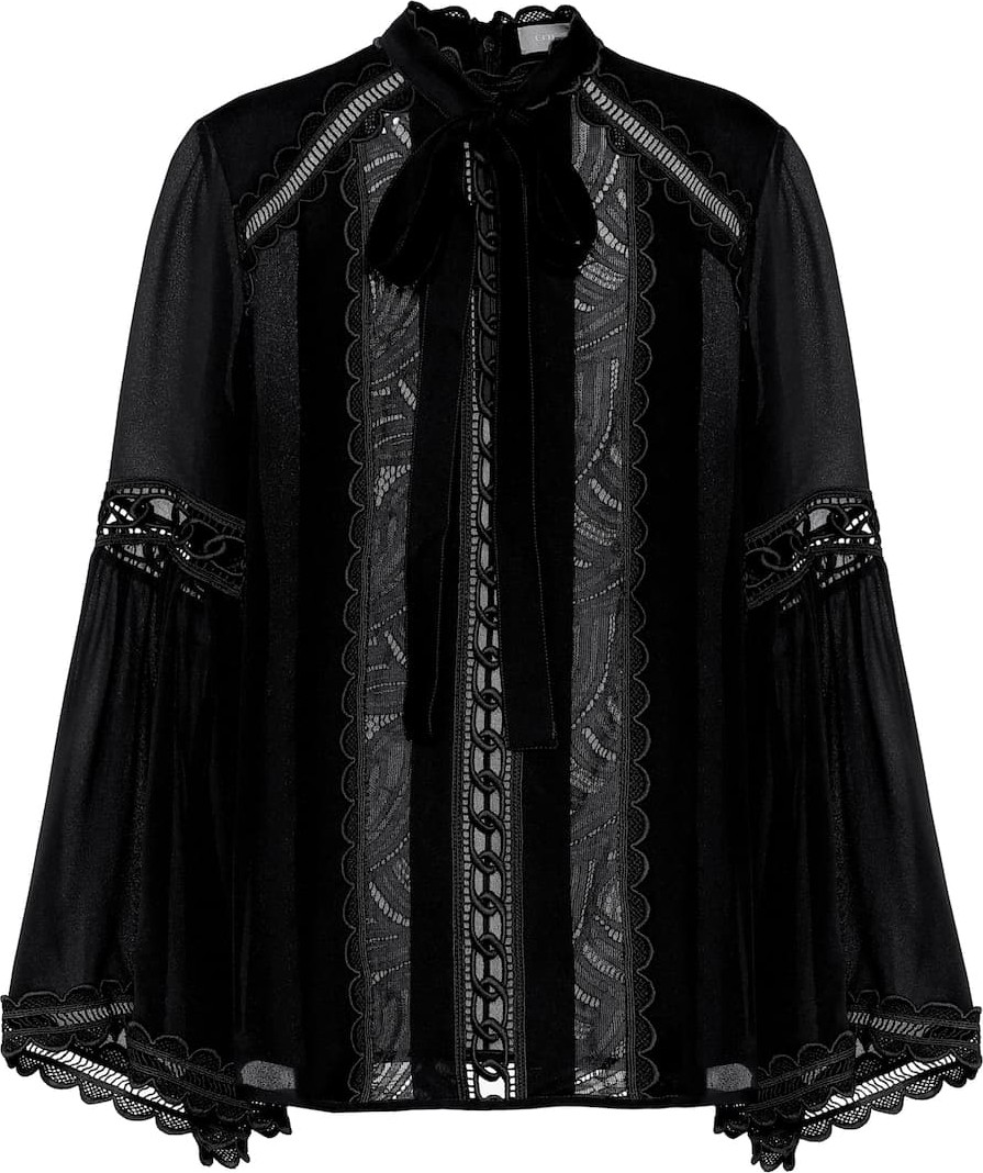 ELIE SAAB Cotton and silk-blend top