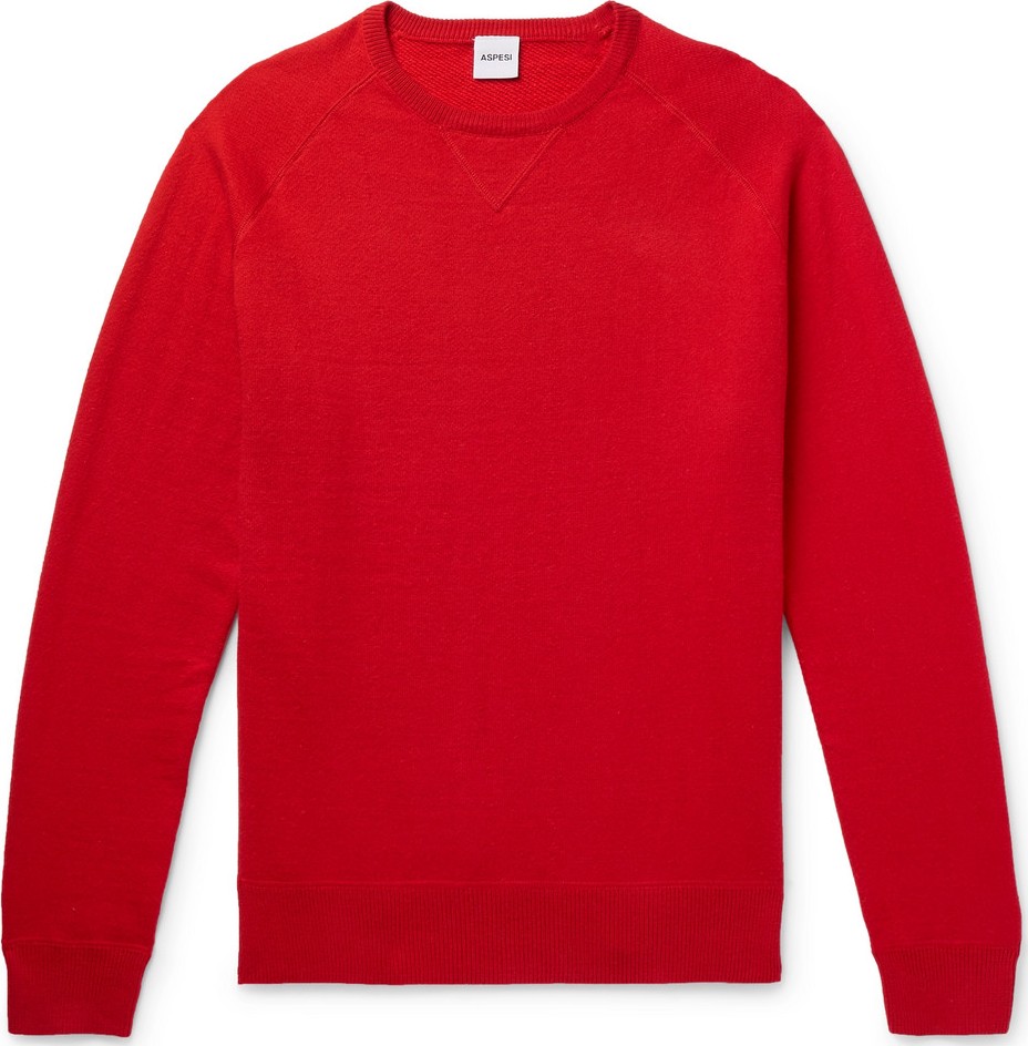 Aspesi Slim-Fit Loopback Cotton, Cashmere and Wool-Blend Sweater