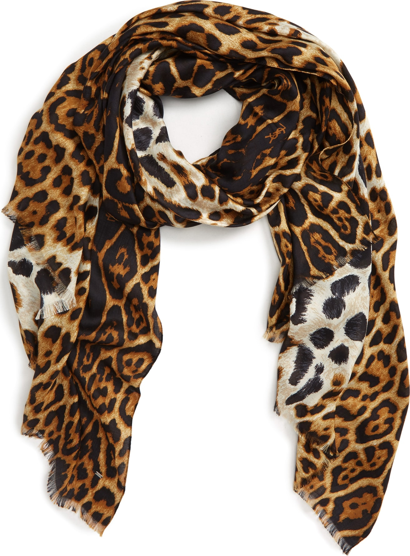 Saint Laurent YSL Logo Jacquard Silk Scarf