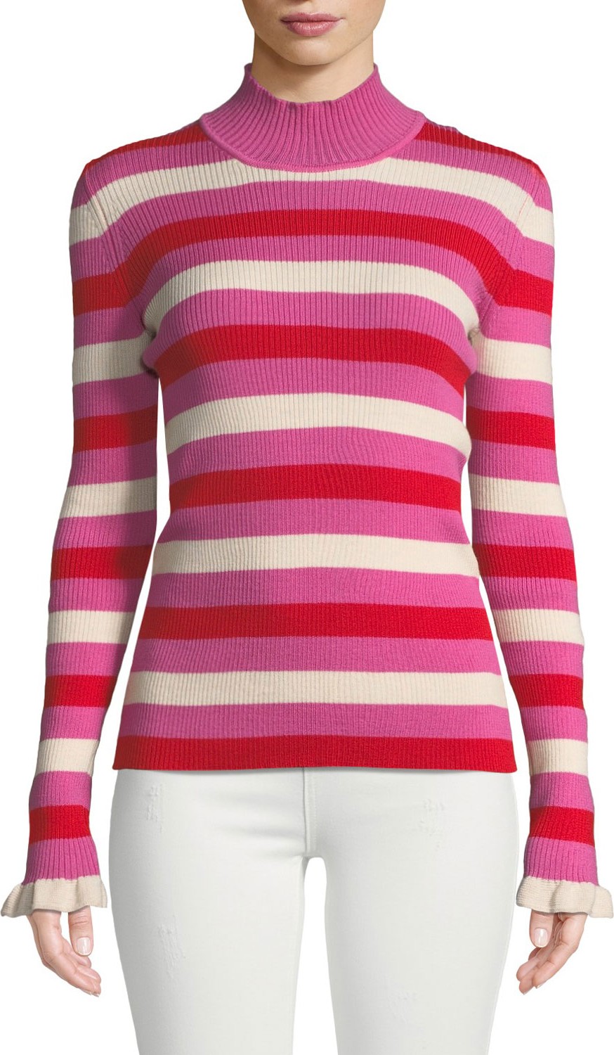 Maggie Marilyn You Make Me Happy Striped Mock-Neck Sweater