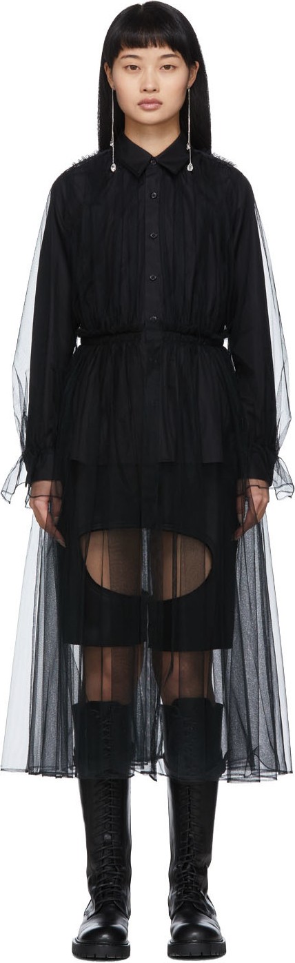 Noir Kei Ninomiya Black Tulle Shirt Dress Noir Kei Ninomiya Black Tulle Shirt Dress