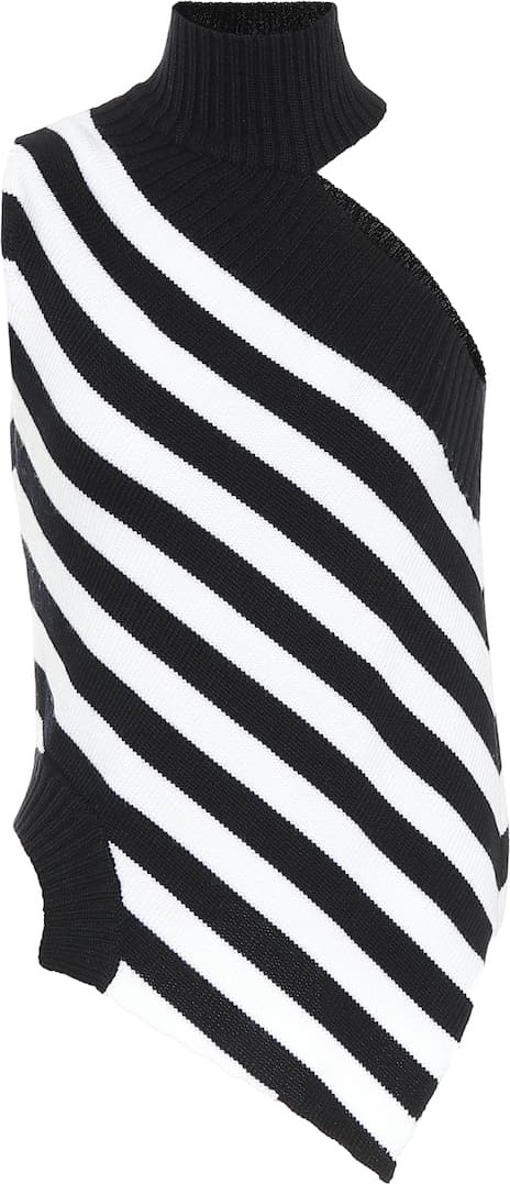 Monse One-shoulder striped wool sweater