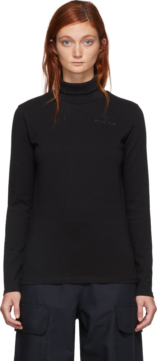 Maison Kitsune Black 'Kool Fox' Turtleneck