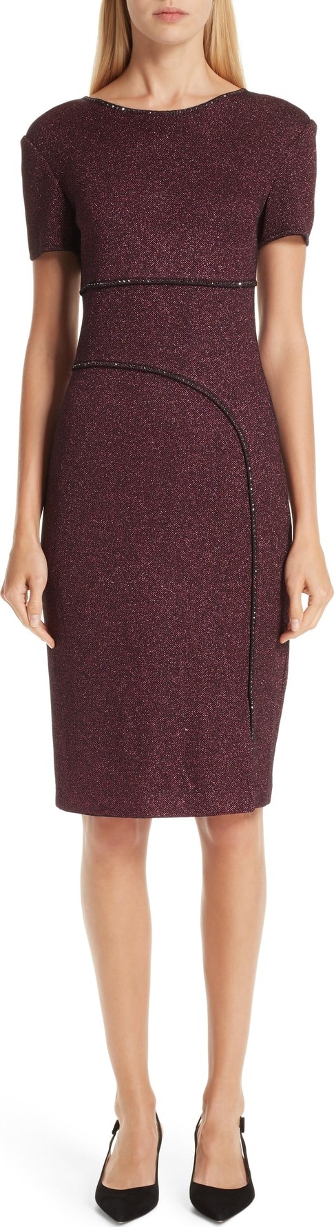 St. John Mod Metallic Knit Sheath Dress