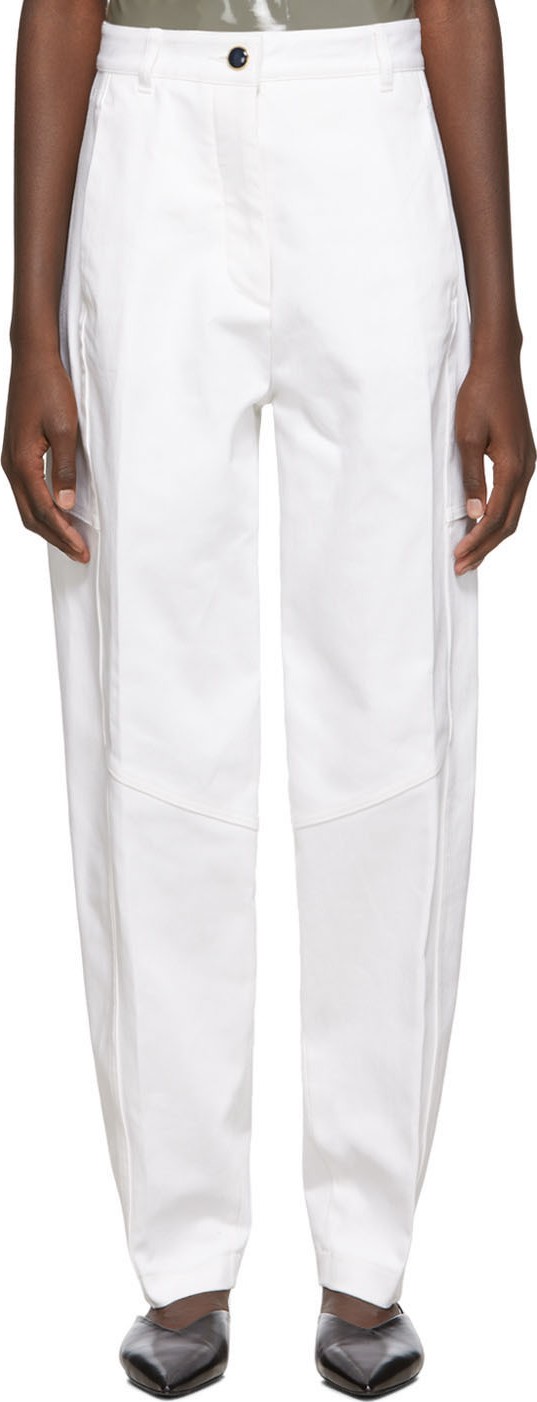 Victoria Beckham White High-Waisted Panelled Trousers