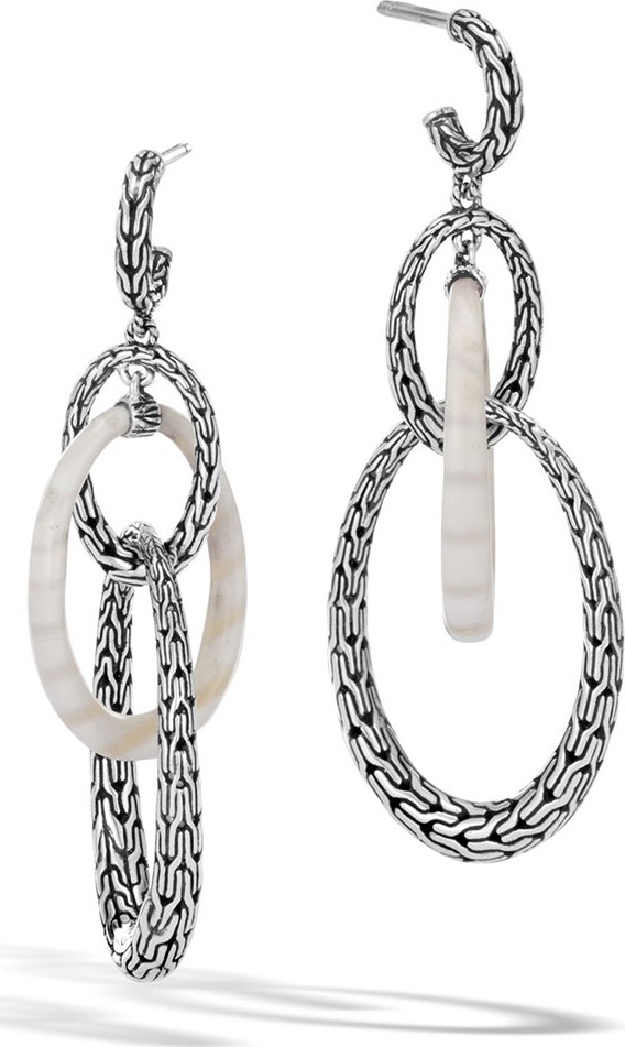 John Hardy Classic Chain Hoop Drop Earrings