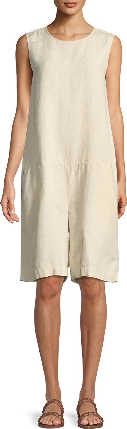 Eileen Fisher Sleeveless Organic Linen Short Jumpsuit