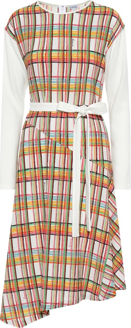 LOEWE Checked wool midi dress