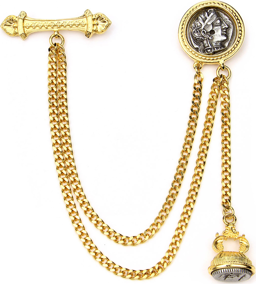 Ben-Amun Double Chain Coin Brooch
