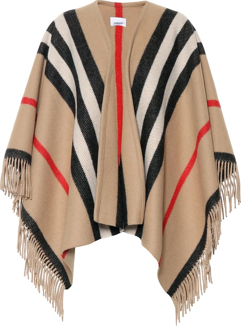 Burberry London England Striped wool poncho