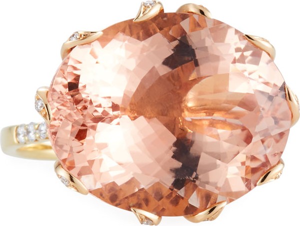 Alexander Laut 18k Gold Morganite & Diamond Ring, Size 7