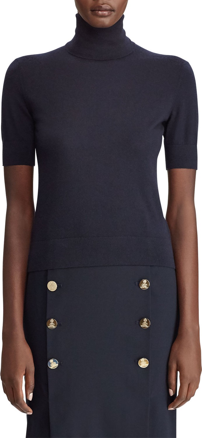 Ralph Lauren Cashmere Short-Sleeve Turtleneck Sweater
