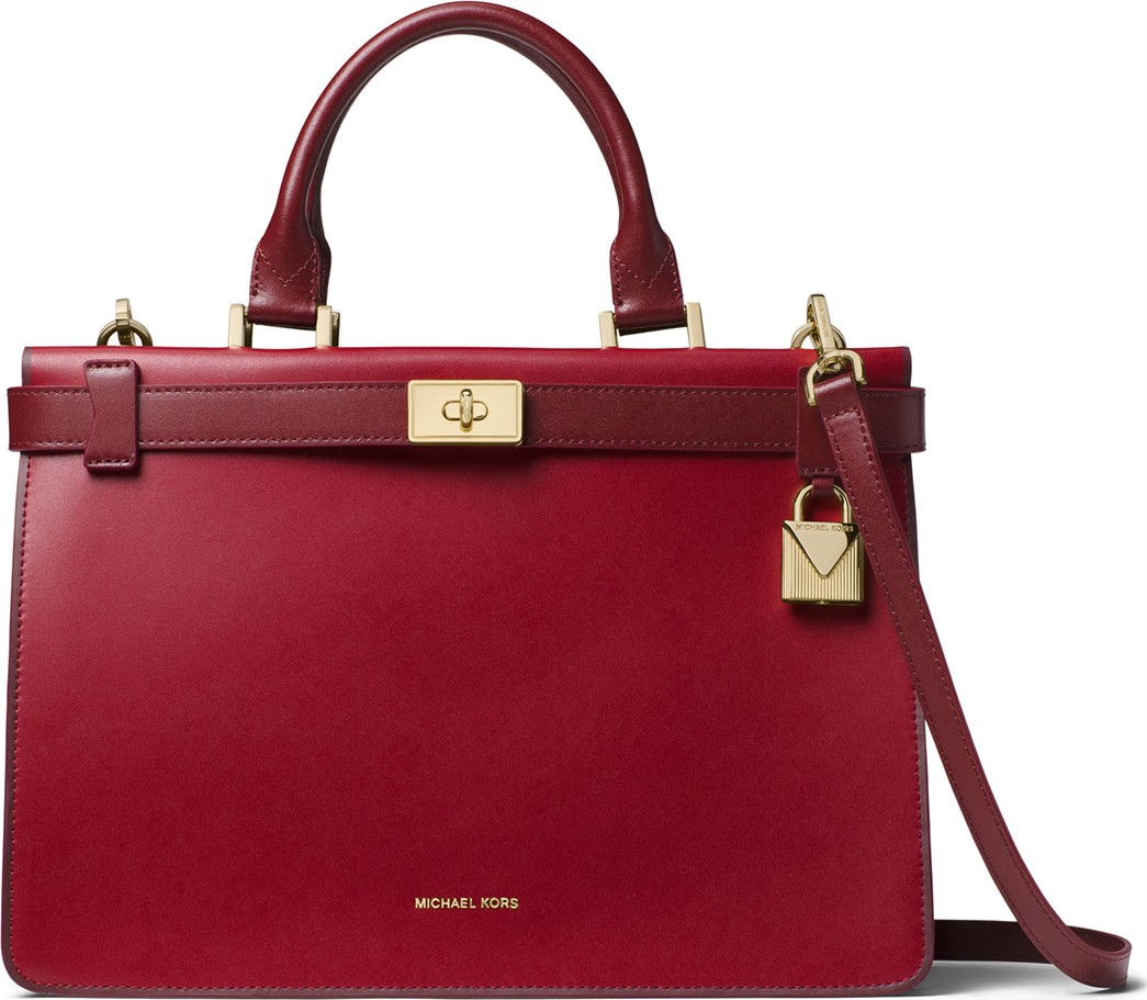 MICHAEL MICHAEL KORS Tatiana Medium Leather Satchel Bag - Golden Hardware