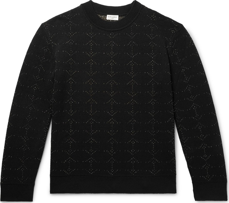 Saint Laurent Metallic Wool-Blend Jacquard Sweater