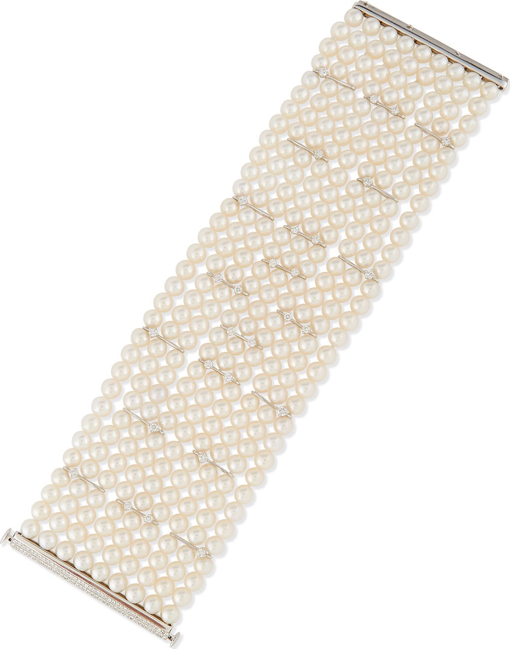 Utopia Nine-Strand Pearl Bracelet with Diamonds