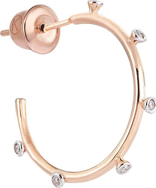 Kismet by Milka 14k Rose Gold 6-Diamond Hoop Earring (Single)