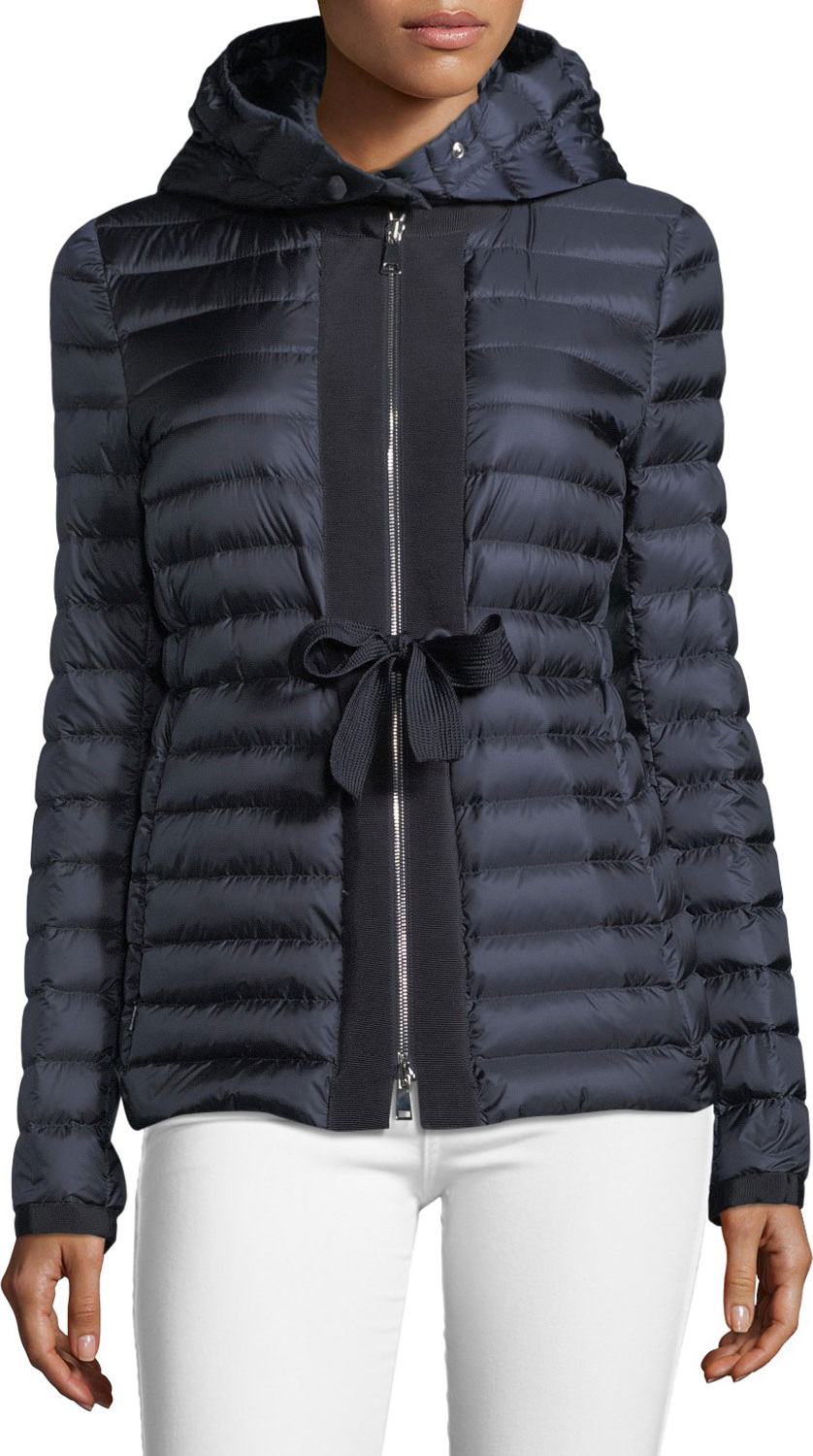 Moncler Periclase Self-Tie Puffer Jacket w/ Hood