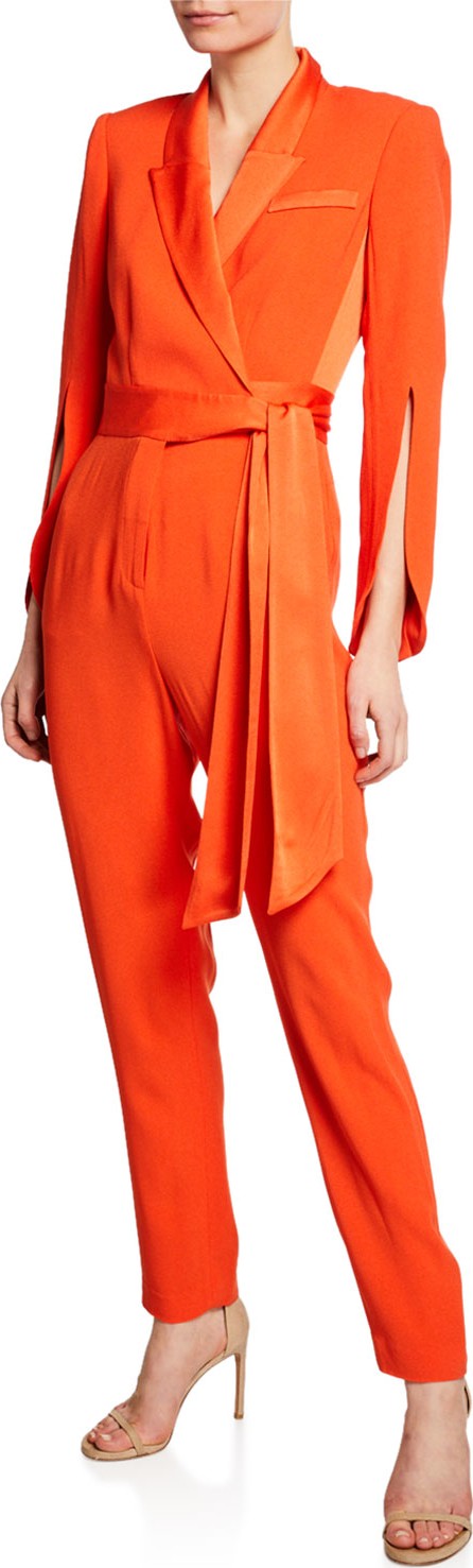 DIANE von FURSTENBERG Mick Slit-Sleeve Belted Jumpsuit