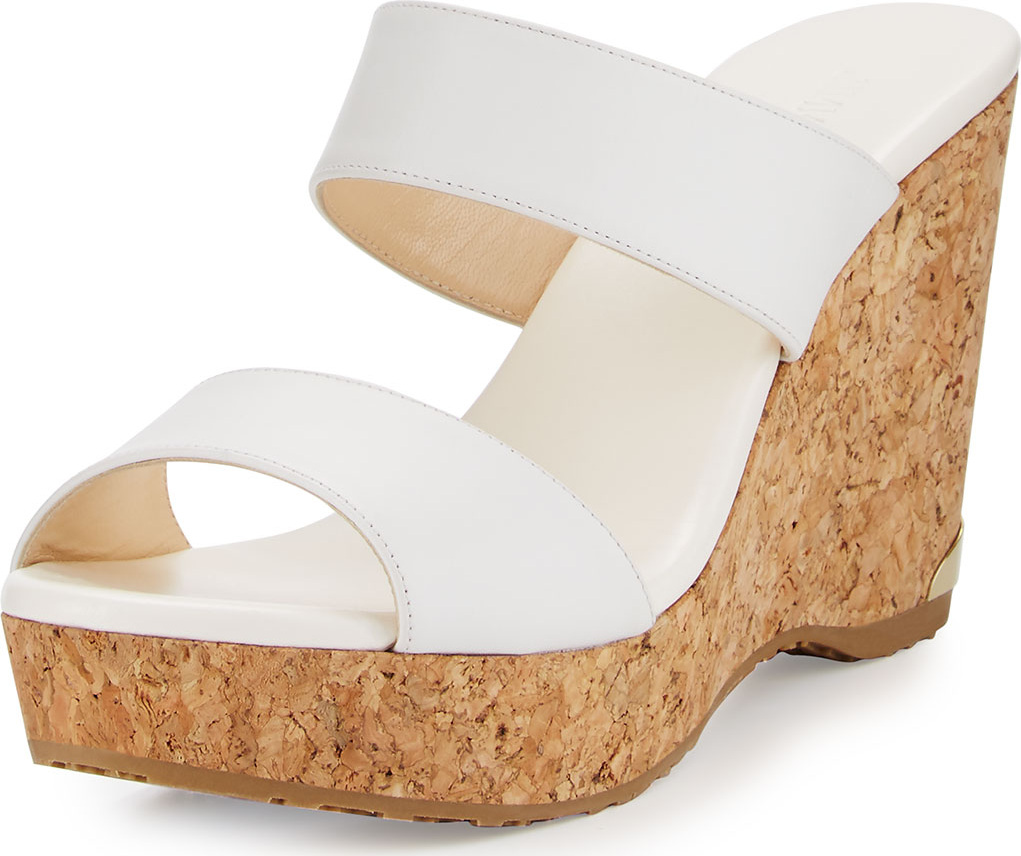 Jimmy Choo Parker Two-Band Cork Wedge Sandal