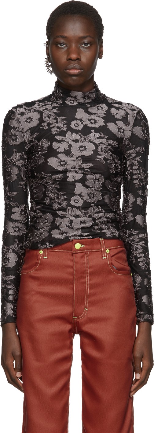 Eckhaus Latta Black & Purple Shrunk Turtleneck