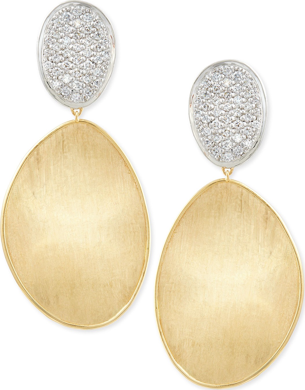 Marco Bicego Large Diamond Lunaria 18k Gold Double-Drop Earrings