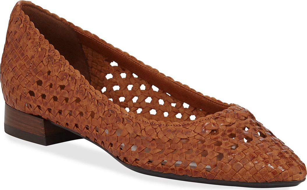 Aquatalia Penina Woven Leather Flats