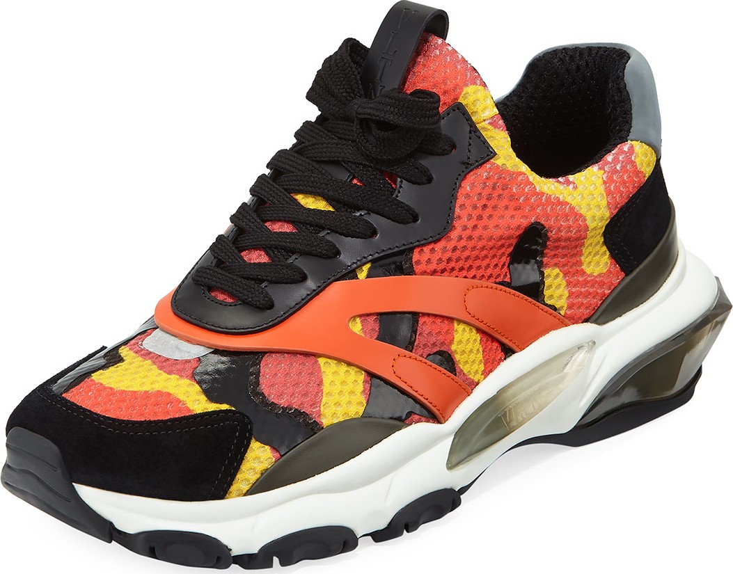 Valentino Men's Bounce Camo Leather Sneakers Valentino Men's Bounce Camo Leather Sneakers